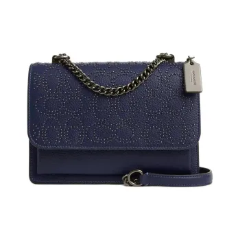 COACH Klare Litchi Grain Leather Shoulder Bag, Crossbody Bag Trumpets Women's Marine Blue