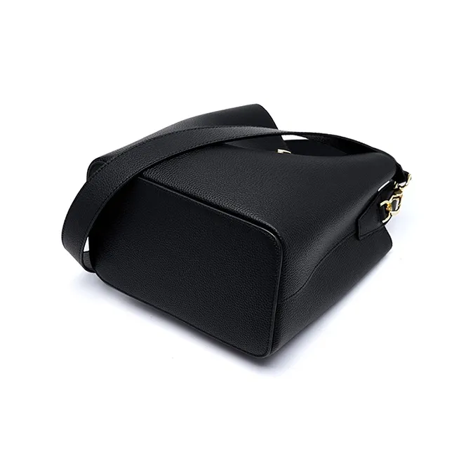 Carnival Keep Top Grain Cow Leather Bucket Bag Shoulder Bag Handbag Regular Women's Khaki/Black-10