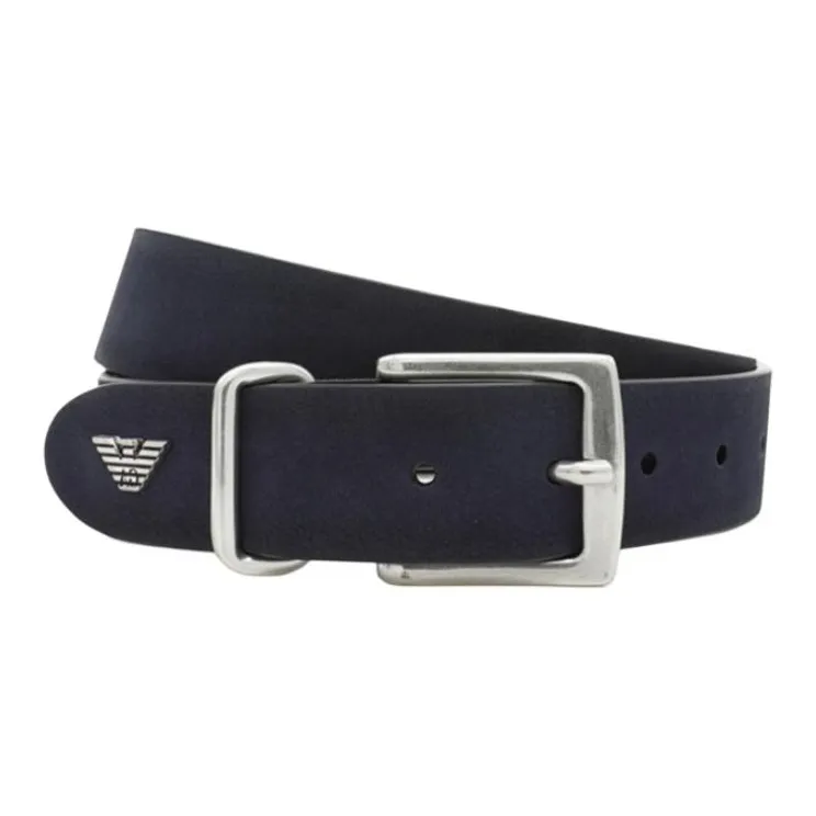 EMPORIO ARMANI Top Grain Cow Leather Belts Men's Blue/Black -2