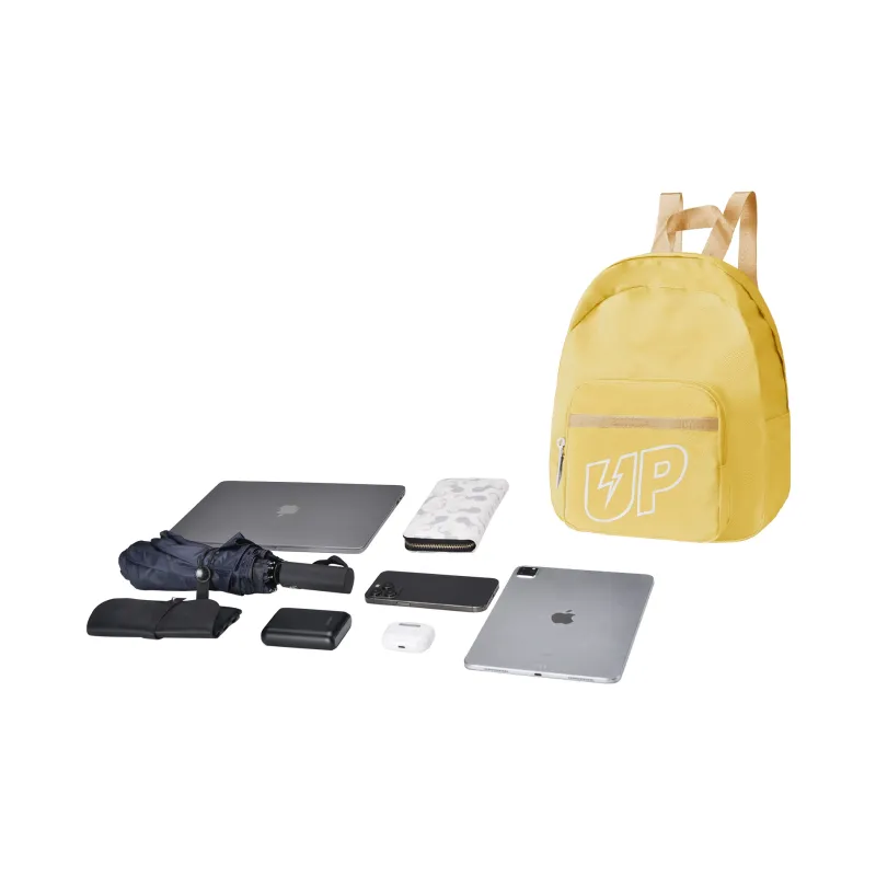 TURN UP Polyester Student Backpack Regular Unisex Yellow-4