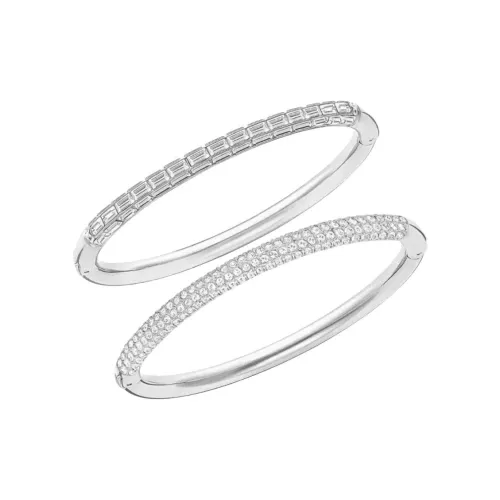 Swarovski White Gold Plated Bangles Unisex Silver