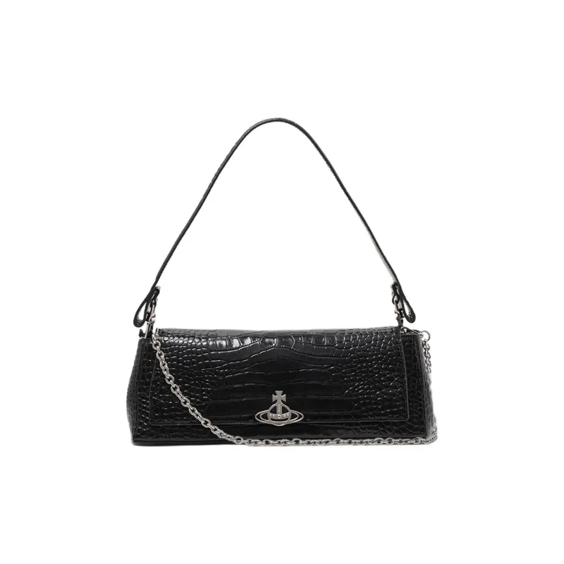 Vivienne Westwood HAZEL Cow Leather One Shoulder Handbag Tubas Women's Black-0