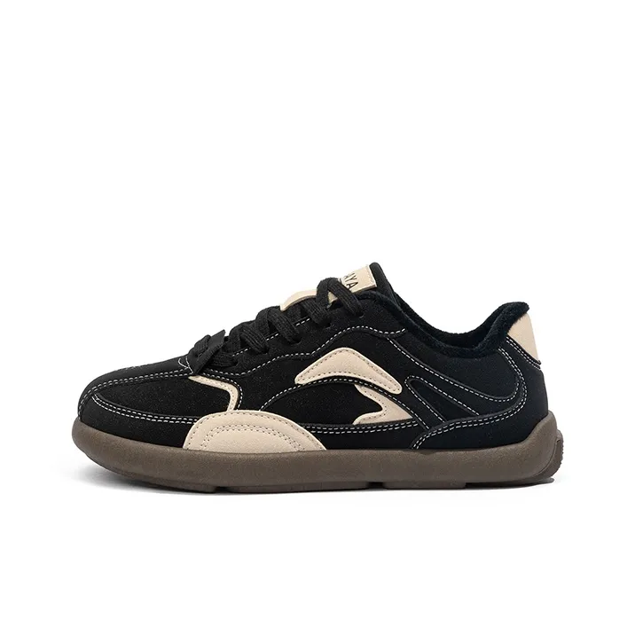 Babaya Warm Anti Slip And Wear Resistant Low Top Skateboard Shoes Women's Black-0