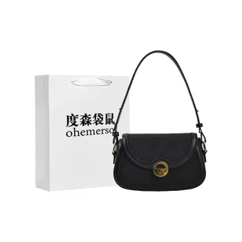 Dusen Kangaroo Matte & PU Shoulder Bag Women's Black/Beige/Coffee