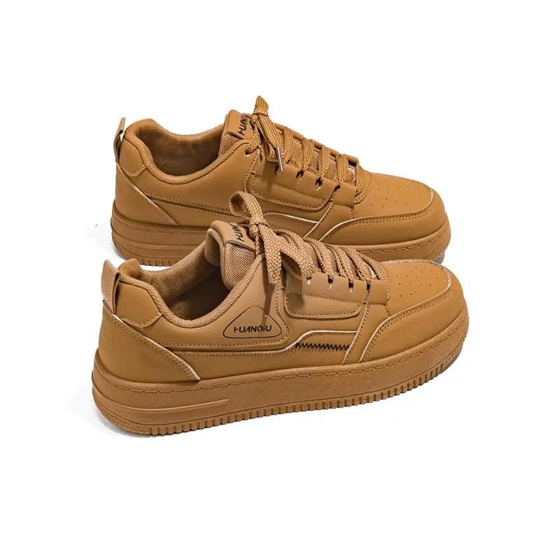 HUANQIU Non slip Lightweight Low Top Skateboard Shoes Men's Brown-2
