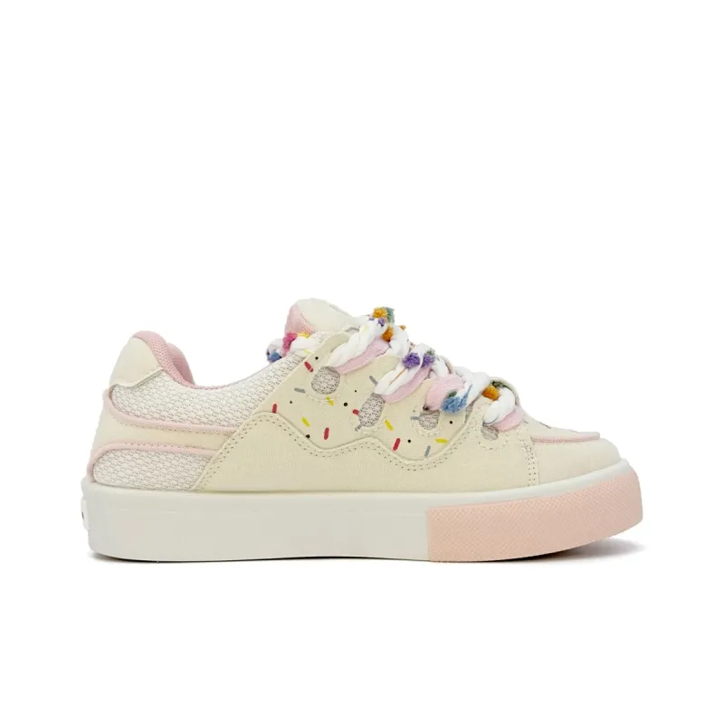 OAOQ Low-Top Skateboard Shoes Unisex White Yellow Blue-22