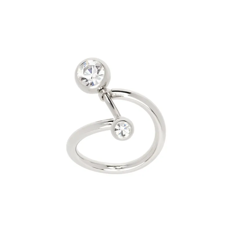 JUSTINE CLENQUET Palladium Brass Crystal Rings Women's Silver-0