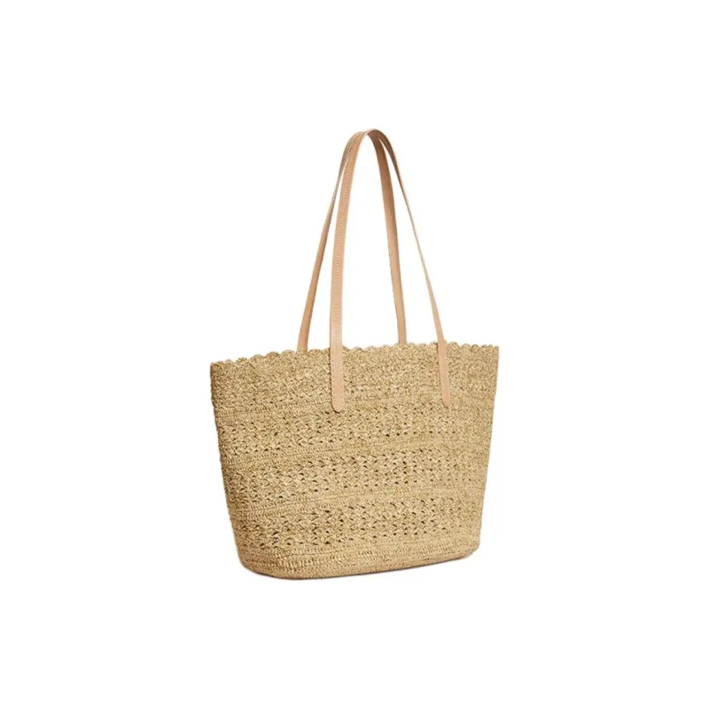 Vanessa Bruno Raffia Handbag Shoulder Bag Medium Size Women's Gold-1