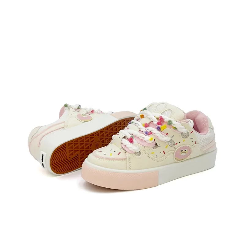 OAOQ Low-Top Skateboard Shoes Unisex White Yellow Blue-23