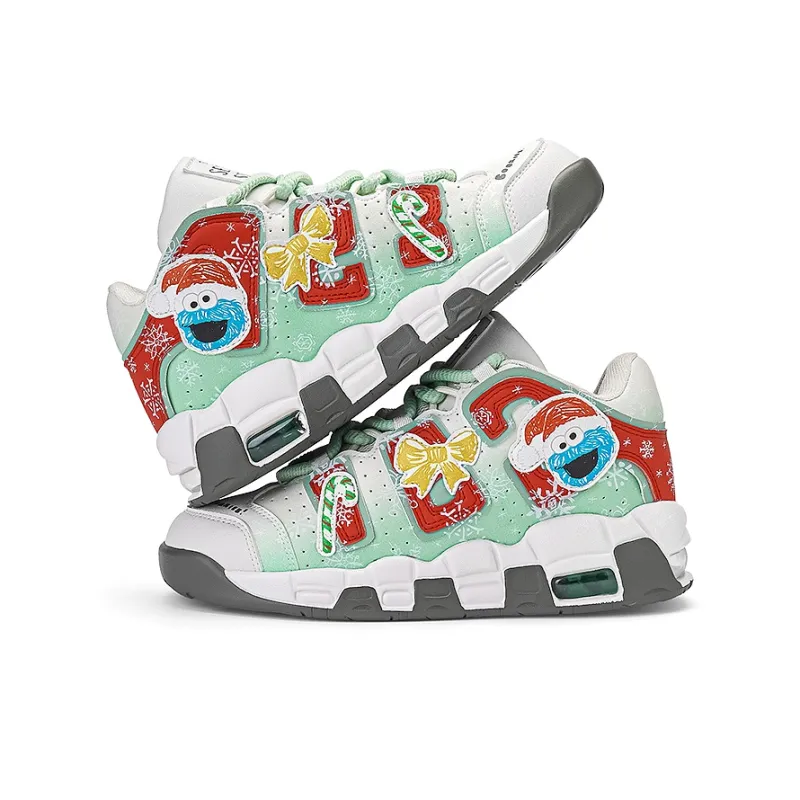 SESAME STREET Warm Cushioning Height Increasing Slip-Resistant Mid-Top Basketball Shoes Unisex The Gift Box Is Random-5