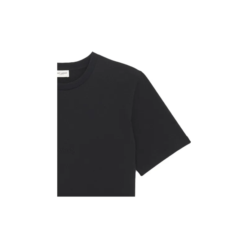 SAINT LAURENT Logo embroidered Cotton T shirt-6