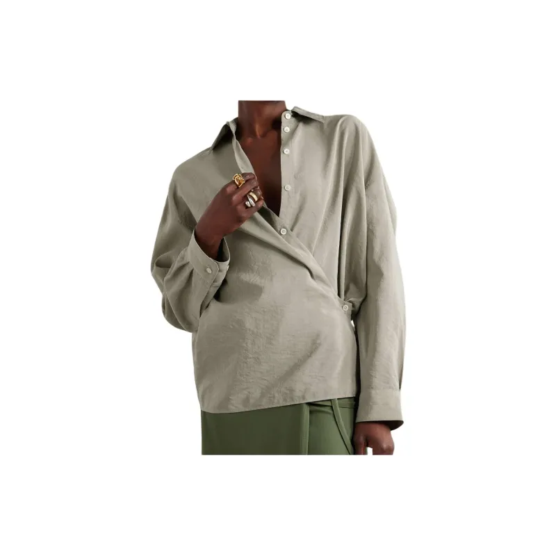 Lemaire Straight Collar Twisted Shirt 'Light Misty Grey'-3