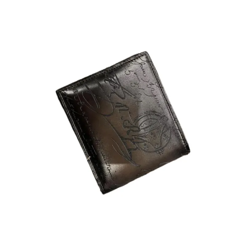 BERLUTI Calfskin Wallet Men's Black Gray Color-3