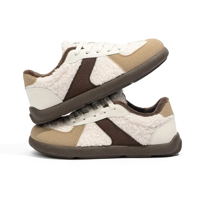 BABAYA KIDS Warm Anti Slip And Wear Resistant Low Top Skateboard Shoes Women's Beige Brown-4