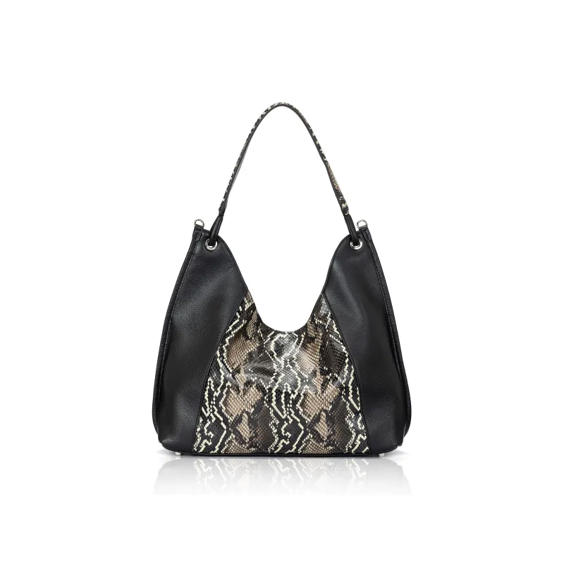 ROBERTA DI CAMERINO Cow Leather Portable One Shoulder Crossbody Bag Regular Women's Elephant Gray/Classic Black-4