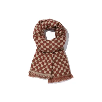 Clect Acrylic Knit Scarves Women's Orange/Forest Green