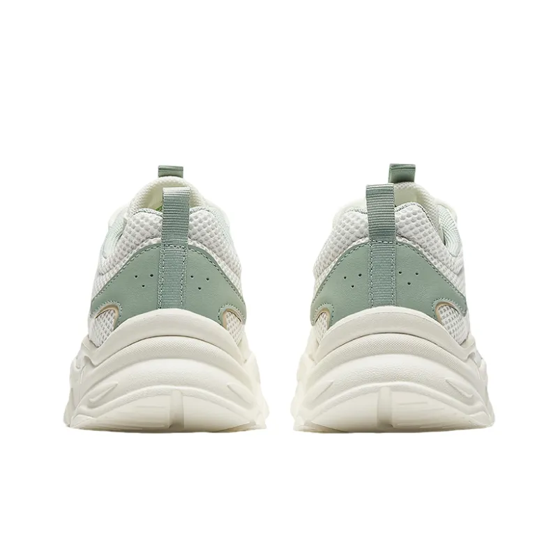 Anta Life Collection Anti-Slip Wear-Resistant Low-Top Chunky Sneakers Women's White Green-3