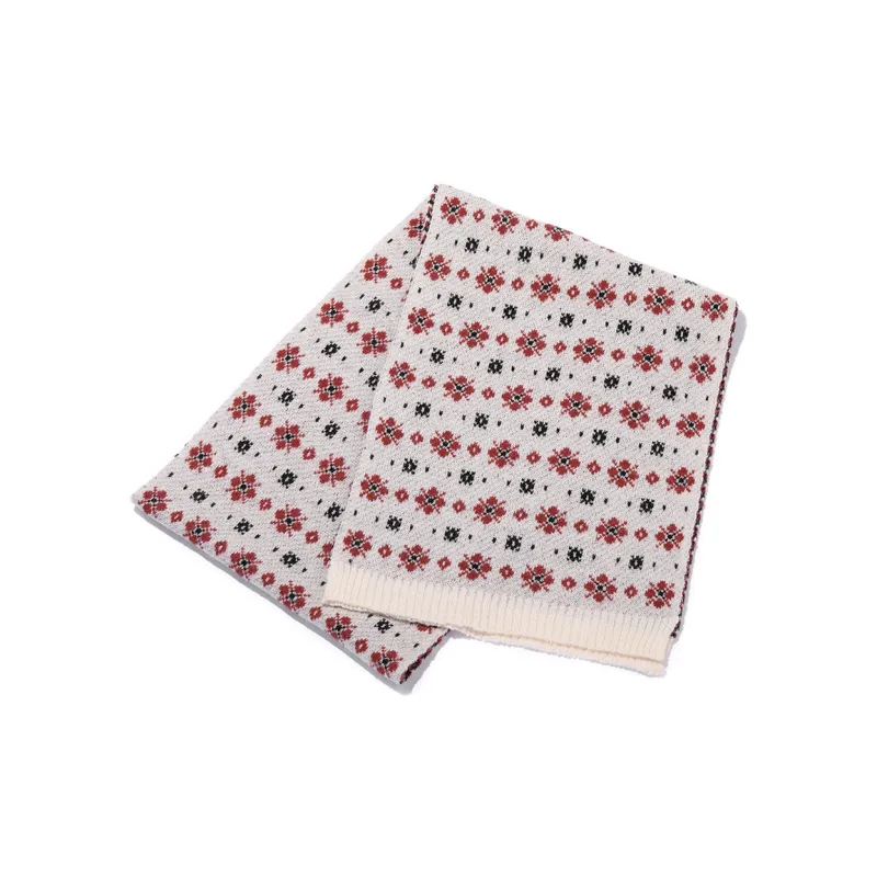 Clect Polyester Knit Scarves Women's Red/Milk White-3