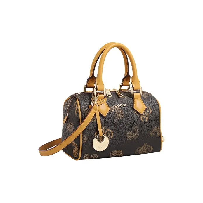 COOGI Synthetic Leather Handbag Shoulder Bag Crossbody Bag Small Size Women's Coffee/Ecru-1