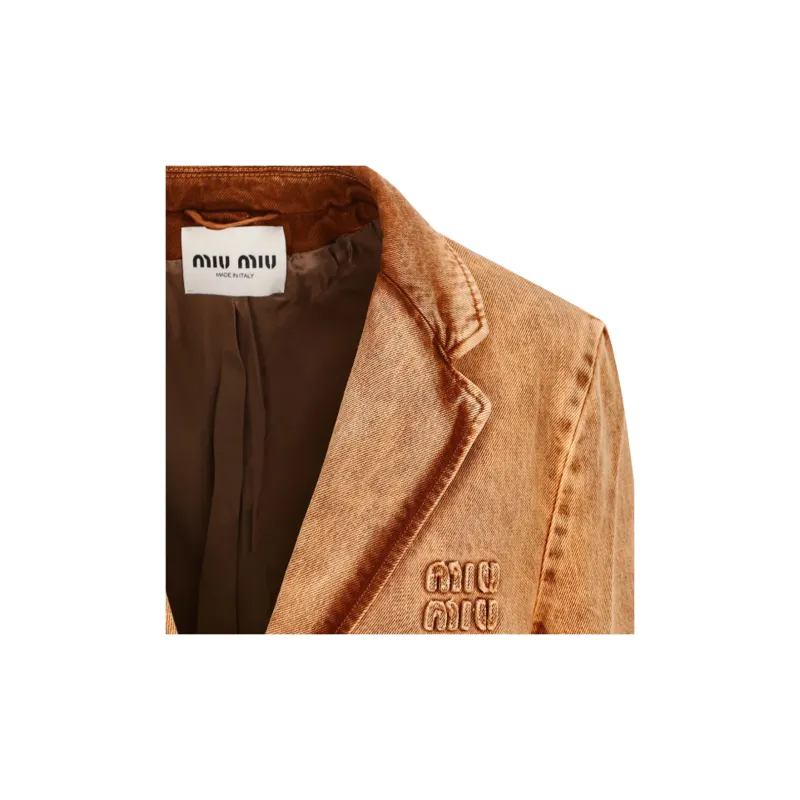 MIU MIU Denim Jackets Women's Cognac-6