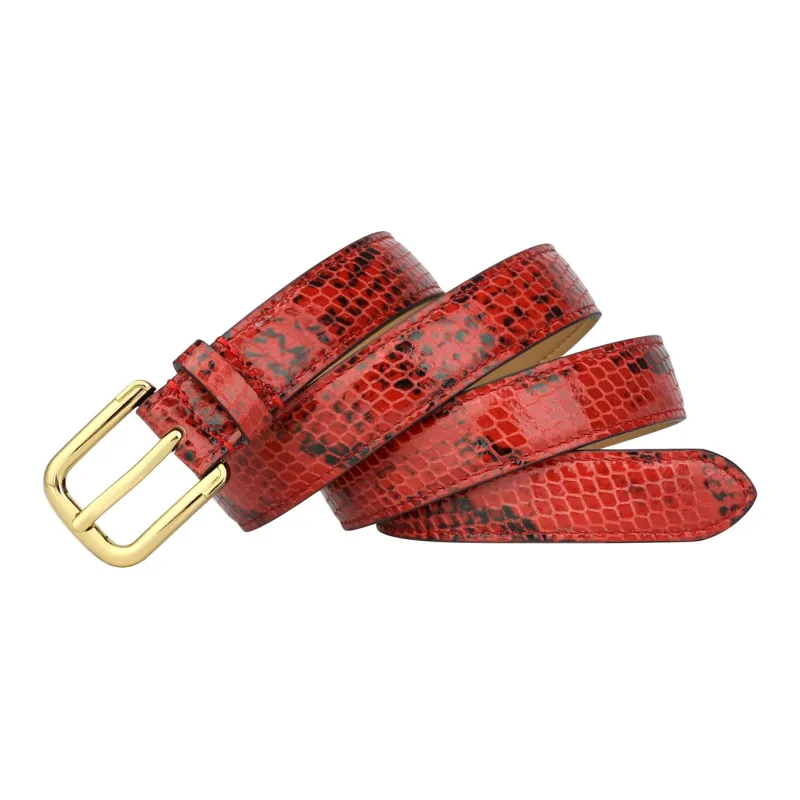 CATELLES Top Grain Cow Leather Leather Belts Women's Black/Red 2.4cm-6