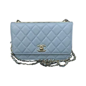 CHANEL Trendy CcWOC Lambskin Wallets Shoulder Bag Crossbody Bag Women's Blue