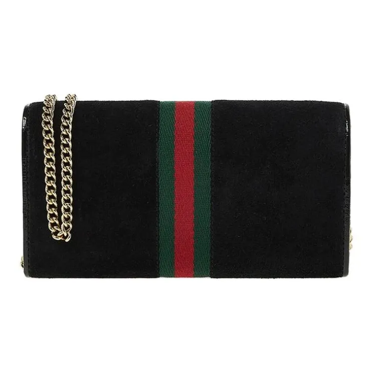 GUCCI Ophidia Suede Patchwork Patent Leather Wallet Clutch Crossbody Bag Shoulder Bag Women's Black-2