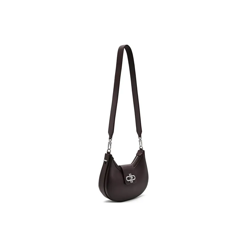 PEDRO Icon Series Cow Leather Crescent Bag Handbag, Shoulder Bag Women's White/Dark Umber-4