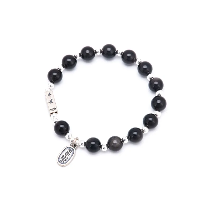 BLESSED BULLET Obsidian Bracelets Unisex-0