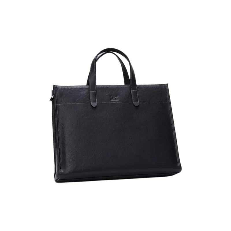 SEPTWOLVES Top Grain Cow Leather Portable Briefcases Large Size Men's Black-3