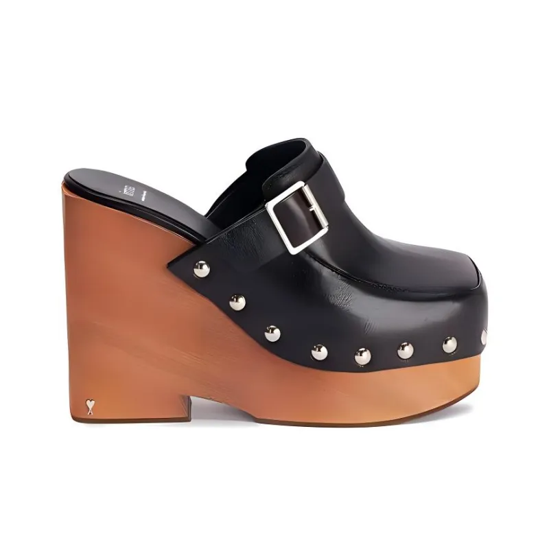 AMI Paris Studded Platform Mules-1