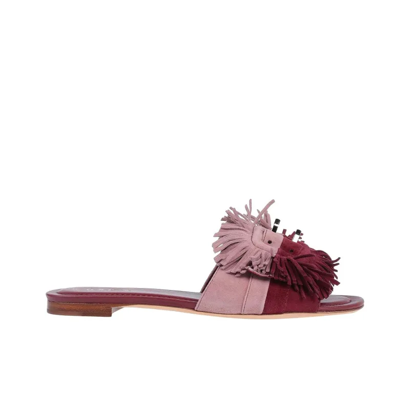 TOD'S Slide Slippers Women's Burgundy-1