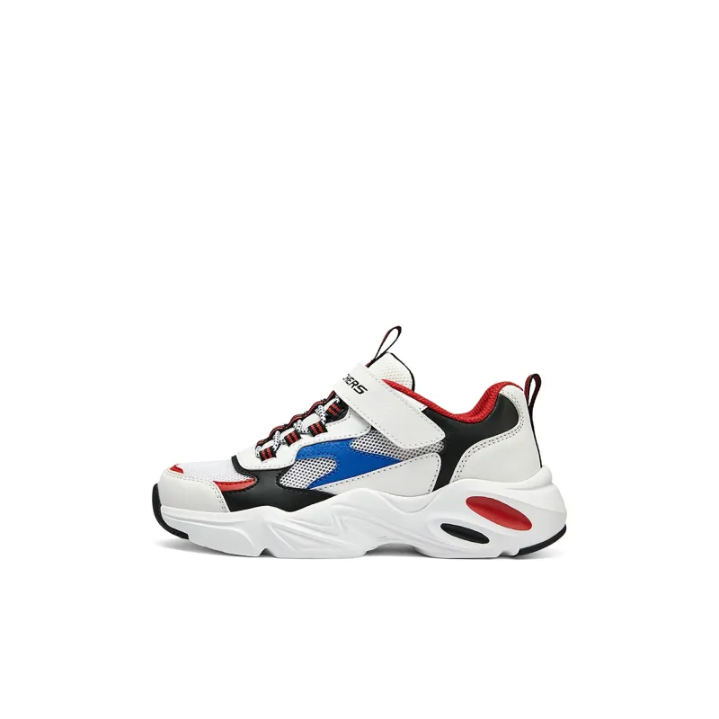 Skechers Slip Resistant Rebound Anti Kick Breathable Low Top Kids Lifestyle Shoes White Blue Kids'-0
