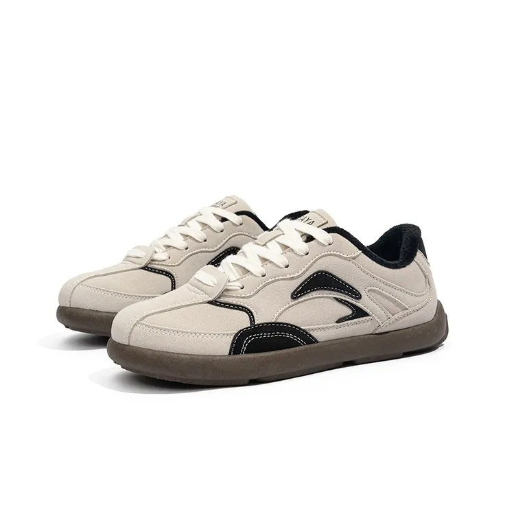Babaya Anti Slip And Wear Resistant Warm Low Top Kids' Skateboarding Shoes Beige Brown Teenagers-2