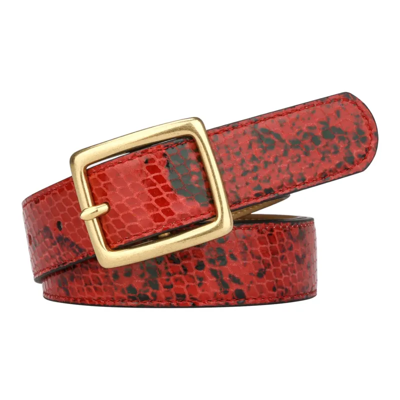 CATELLES Top Grain Cow Leather Leather Belts Women's Black/Red 2.8cm-8