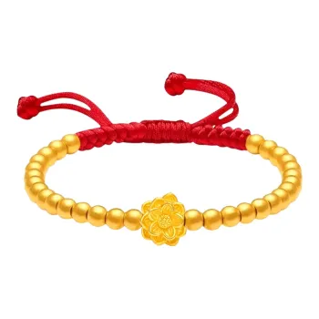 Avani Lotus, Gold Bead, Good Fortune Lotus, Fortune Bead, Good Luck, Woven Solid Gold 999 Fixed Price Bracelets Women's