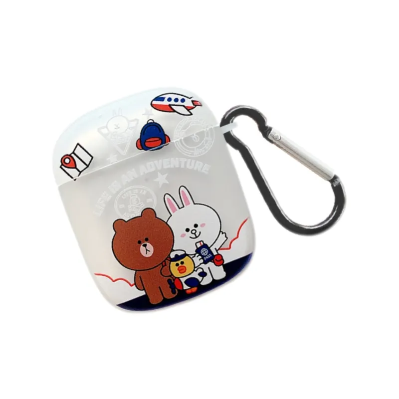 Koman Apple Compatible With AirPods 1/2/3/Pro 1/2 Generations TPU Little Yellow Duck Bear Rabbit Headphone Cases-5