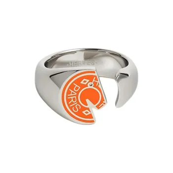 HERMES Stainless Steel Rings Unisex Orange