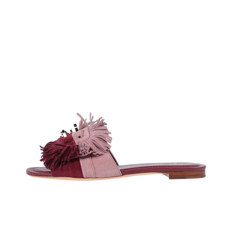 TOD'S Slide Slippers Women's Burgundy-0