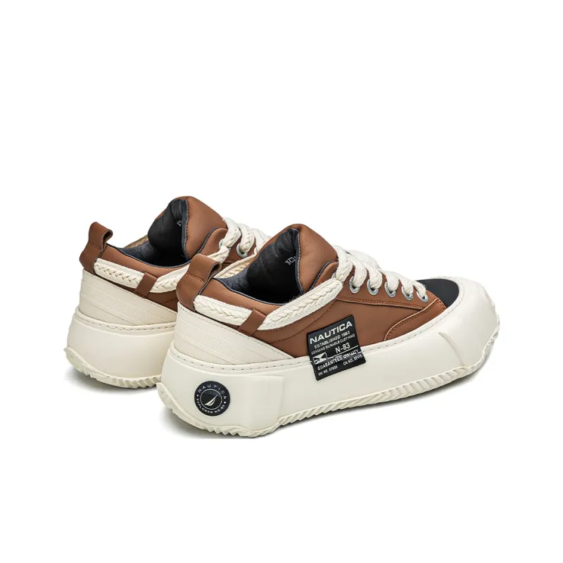 NAUTICA Anti Slip And Wear Resistant Height Increasing Low Top Skateboard Shoes Men's Brown-4