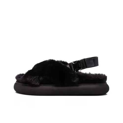 Moncler Solarisse Faux fur Flat Sandals