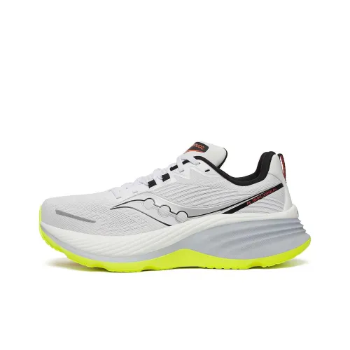 Saucony Hurricane 24 Anti Slip Wear Resistant Low Top Running Shoes Men's White Gray