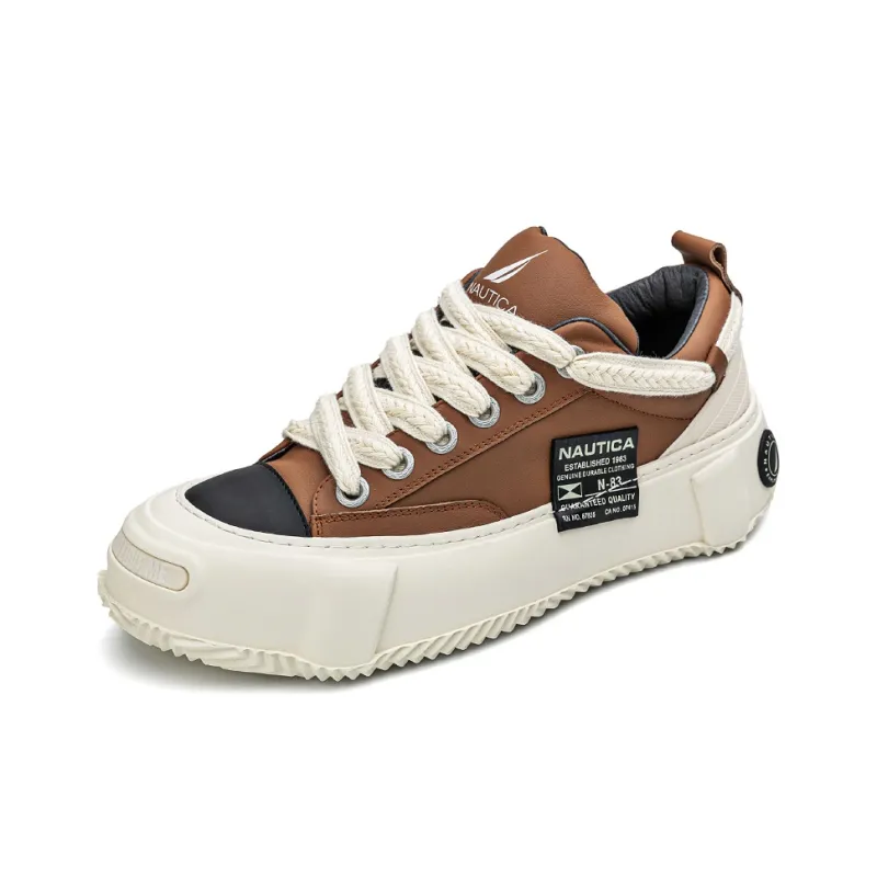 NAUTICA Anti Slip And Wear Resistant Height Increasing Low Top Skateboard Shoes Men's Brown-1