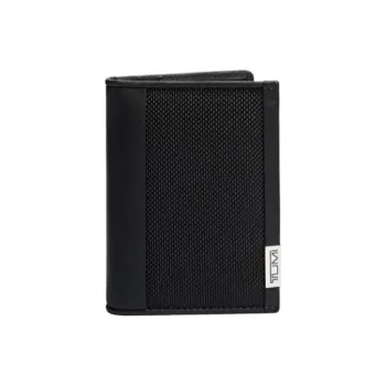 TUMI Nylon And Leather Card Holder Wallet Men's Black