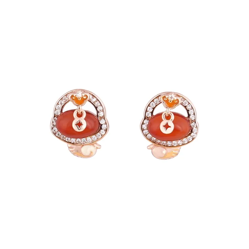 Nine Music Agate Stud Earrings Women's-0