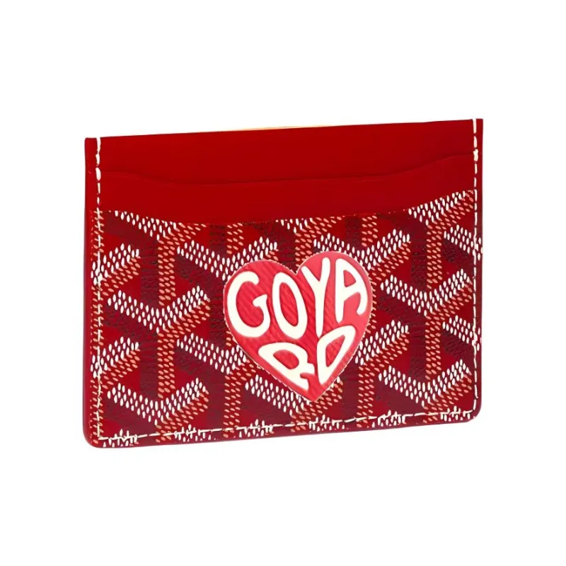 GOYARD Saint-Sulpice Canvas With Leather Card Clip Card Holder Unisex Red & Red Small Heart-0