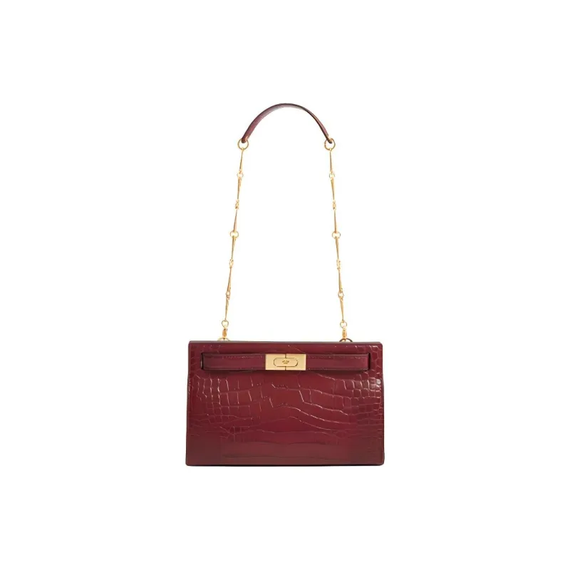 TORY BURCH Lee Radziwill Cow Leather Shoulder Bag Regular Women's Burgundy-2