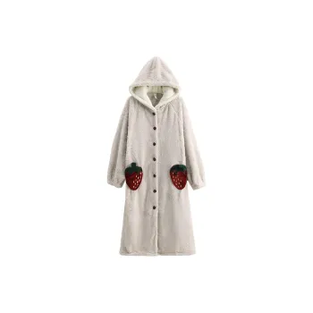 White Ran Pajama Robe Women's Apricot