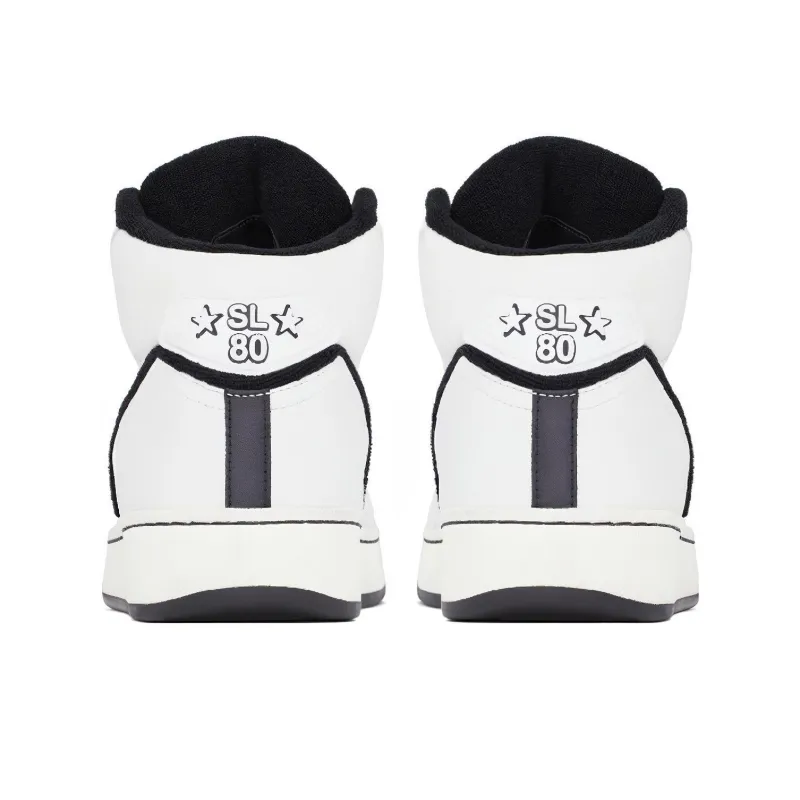 SAINT LAURENT High Top Skateboard Shoes Women's White Black-4