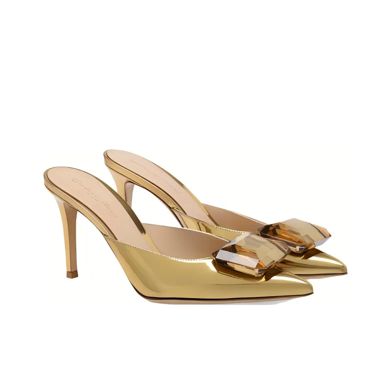 GIANVITO ROSSI Jaipur 85mm Metallic Mules-2